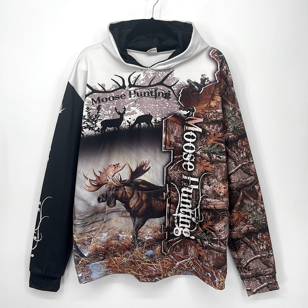 Monkstars Graphic Moose Hunting Hoodie